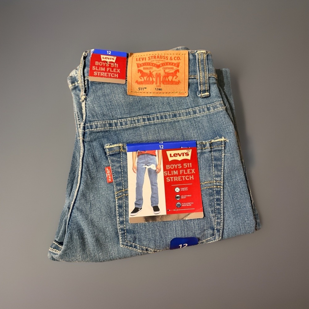Levi's Boys 511 Slim Fit Zip Fly & Button Closure Denim Jeans 12 Regular NWT